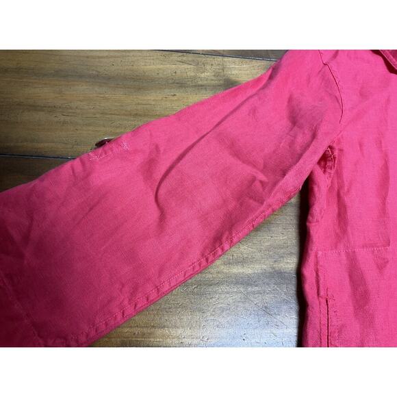 John Mark Blouse Women's Pink Linen - Wire Collar - Bell Sleeve - Size Small - Picture 4 of 11